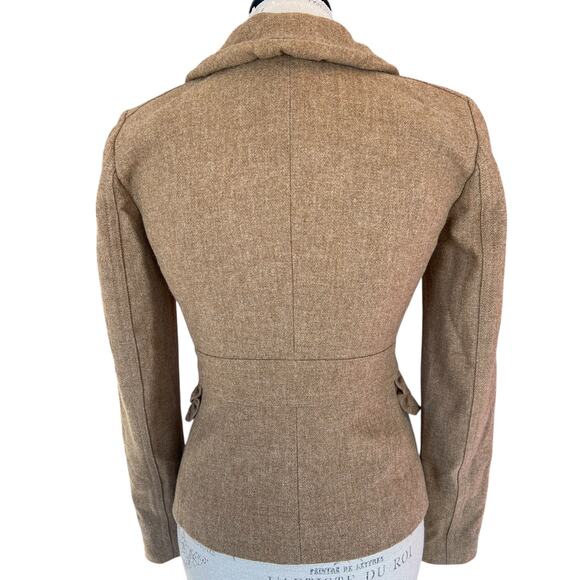 J.Crew Brown Wool Blend Tailored Jacket | Women’s Size 2 | Ruffle Pocket Detail - Picture 4 of 10